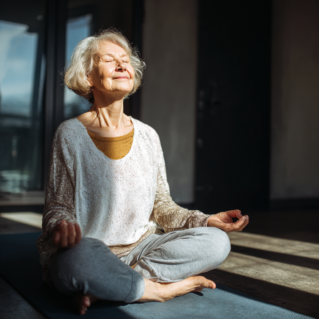 Усмихнат инструктор на средна възраст помага на ученик да изпълни правилно йога поза, показвайки индивидуален подход и професионализъм